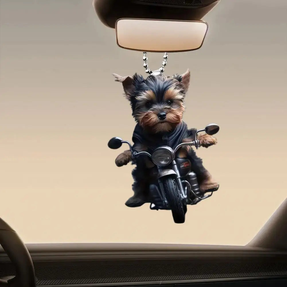Puppy Riding A Motorcycle (Pendant)