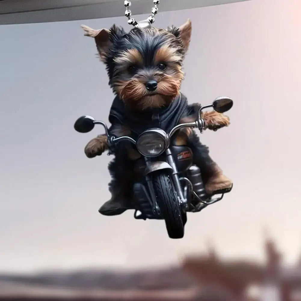 Puppy Riding A Motorcycle (Pendant)