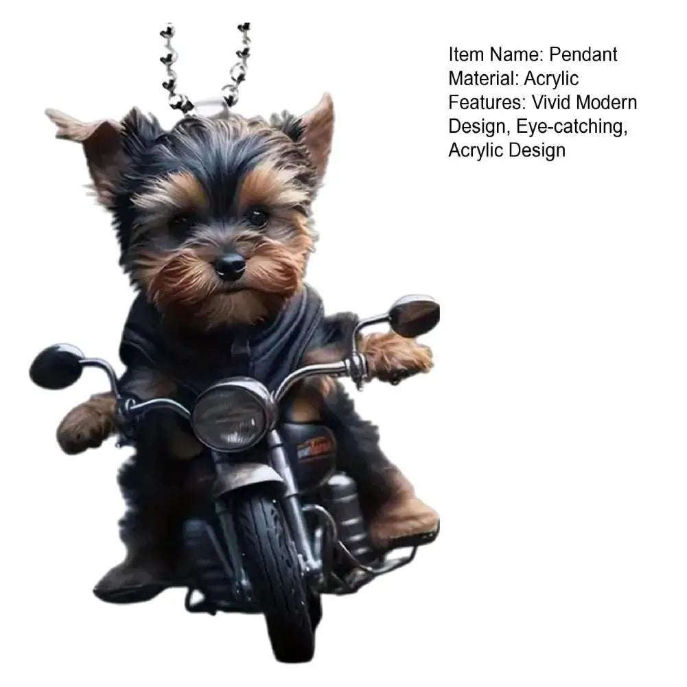 Puppy Riding A Motorcycle (Pendant)
