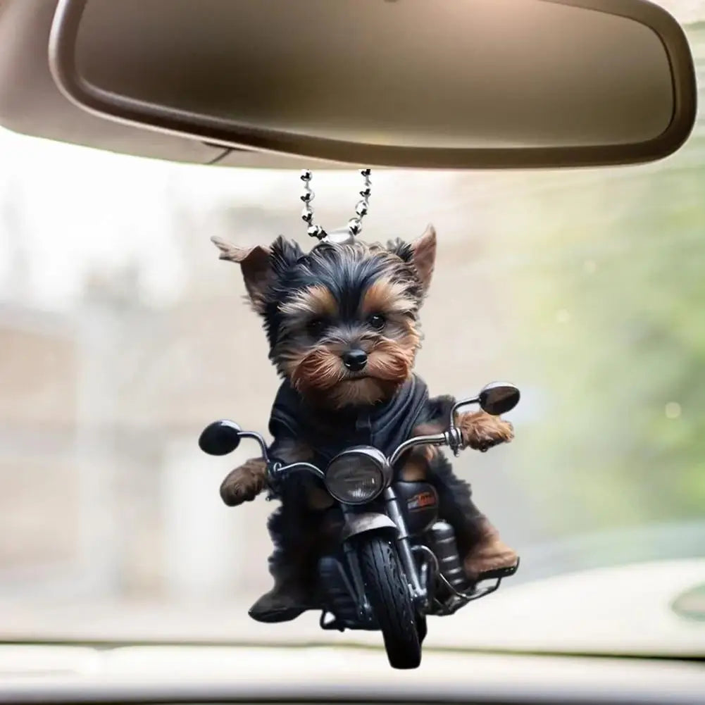 Puppy Riding A Motorcycle (Pendant)