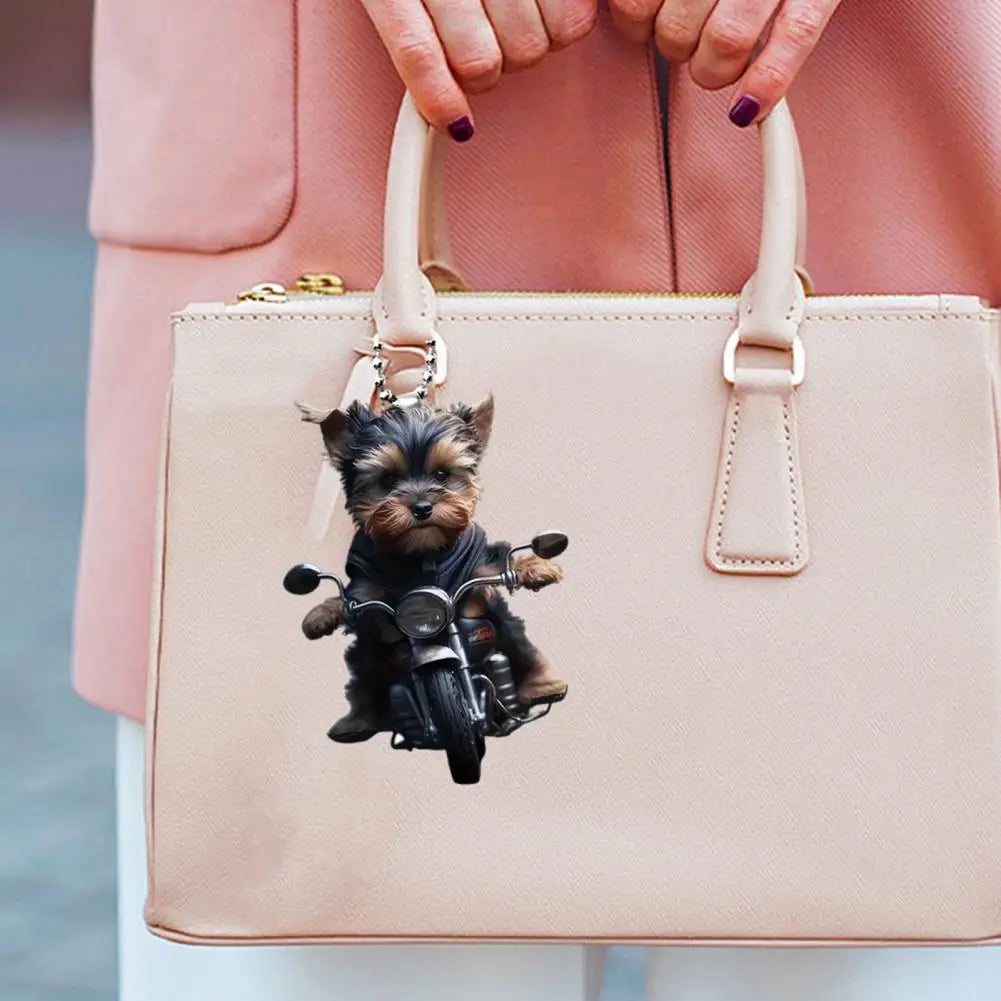 Puppy Riding A Motorcycle (Pendant)
