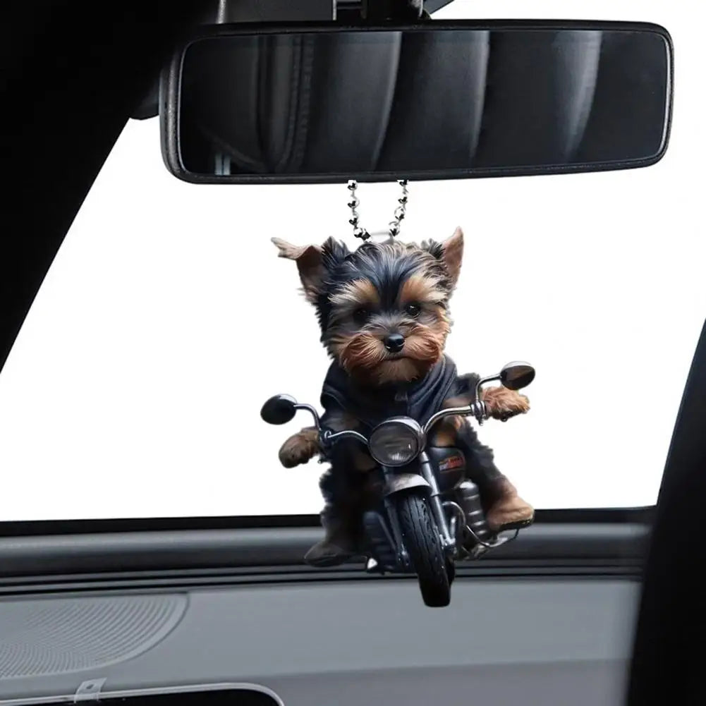Puppy Riding A Motorcycle (Pendant)