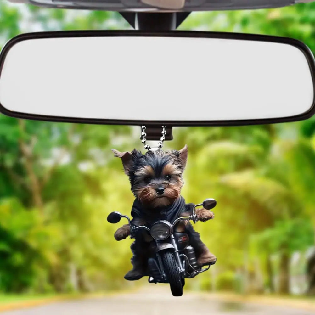 Puppy Riding A Motorcycle (Pendant)