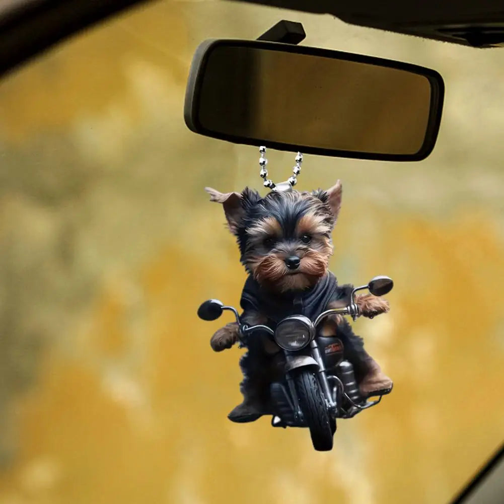 Puppy Riding A Motorcycle (Pendant)