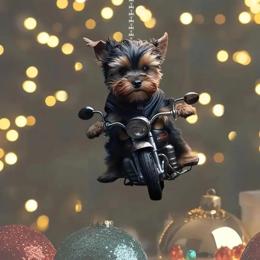 Puppy Riding A Motorcycle (Pendant)