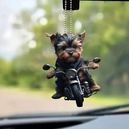 Puppy Riding A Motorcycle (Pendant)